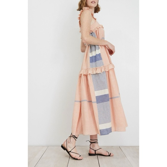 APIECE APART Lypie Ruffle Tank Dress - Cote Stripe Red - Picture 2 of 10